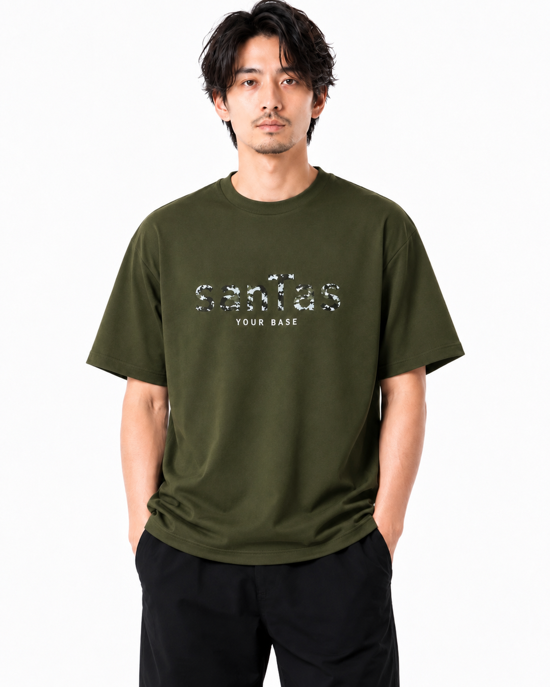 3+カモフラロゴドライTシャツ
